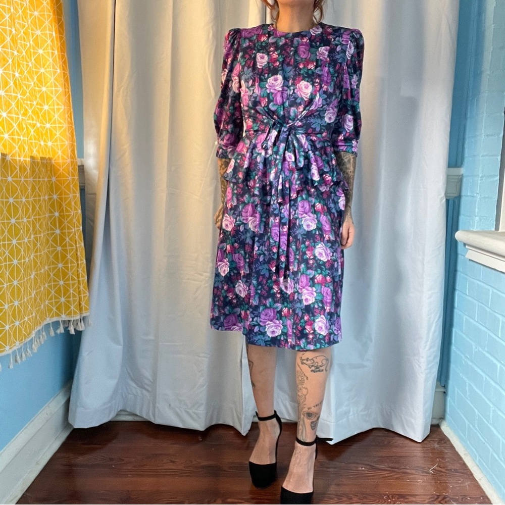 vintage tabby 80s neon floral dress size medium